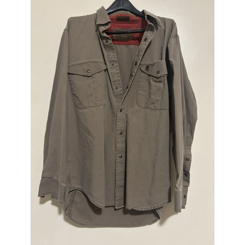 Nice Browning Men’s Large Brown Super Naturals Hunting Shirt All Cotton Rugged